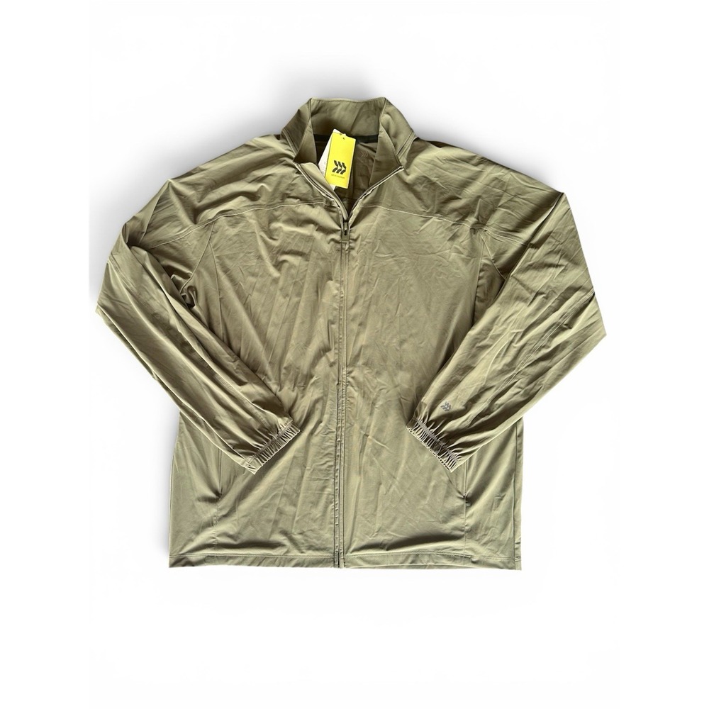 All in Motion Mens Lightweight Full Zip Windbreaker Jacket Olive Green XL